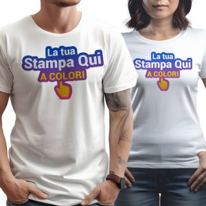 T-SHIRT BIANCA STAMPA  SUL LATO CUORE + RETRO GRANDE