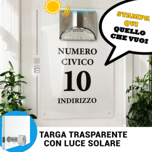 TARGA CON LUCE SOLARE + STAMPA